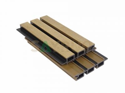 Revestimiento de pared decorativo exterior de madera y plástico compuesto, coextruido, con veta de madera 3D de dos colores