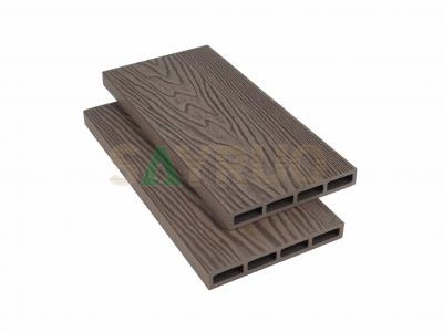 Panel de valla de WPC con relieve profundo: textura de veta de madera con huecos, privacidad y ventilación, fácil instalación.