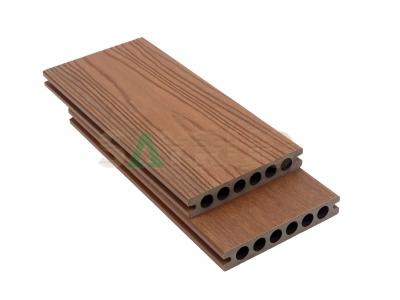 Tablero de tarima de WPC coextruido para exteriores – Suelo compuesto de madera y plástico de alta resistencia con estructura hueca redonda, veta de madera profunda y superficie antideslizante
