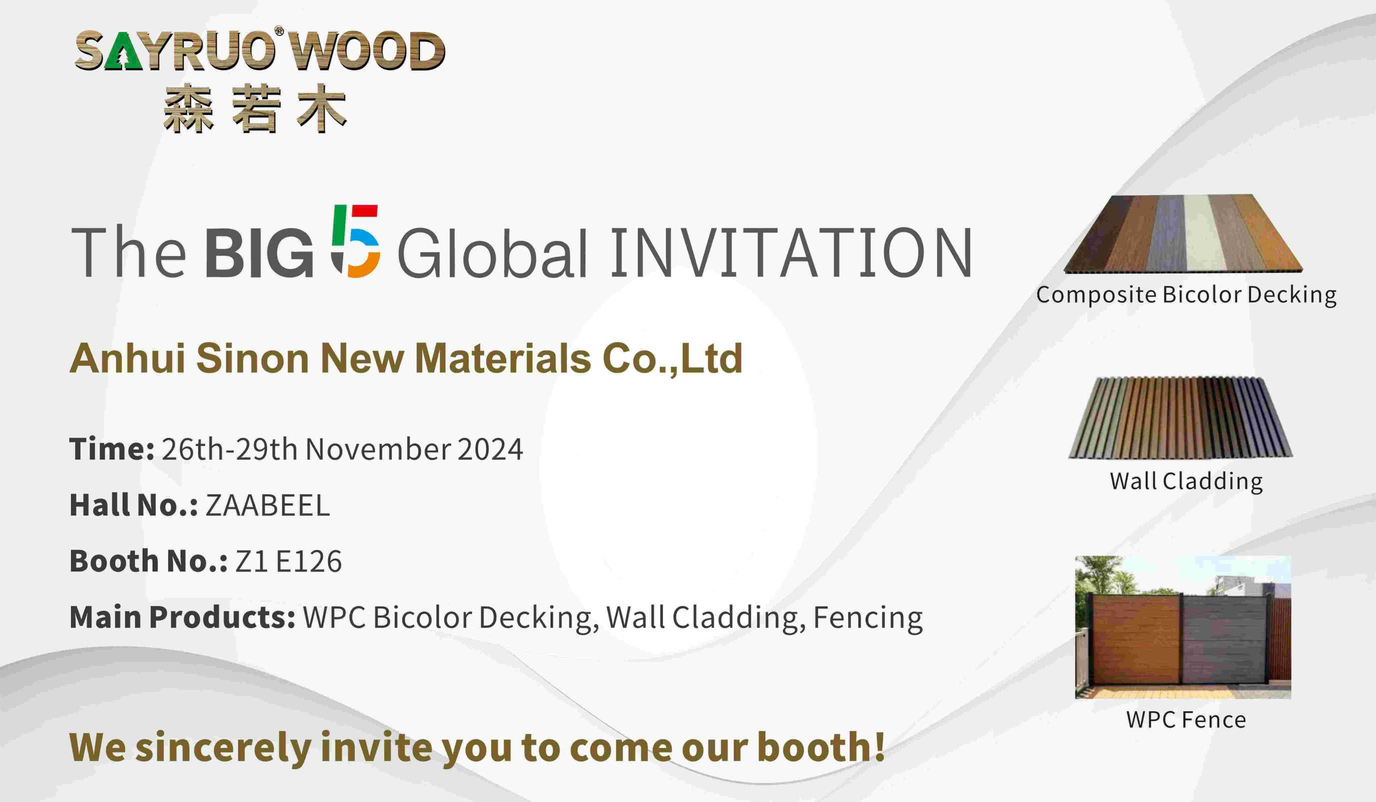 Conoce a Sayruo Wood en el Big 5 Dubai 2024 en el pasillo: Zaabeel, stand: Z1 E126 del 26 al 29 de noviembre